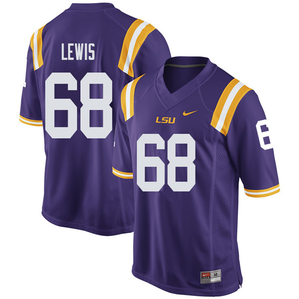 Men #68 Damien Lewis LSU Tigers College Football Jerseys Sale-Purple